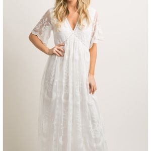 Cream (off white) Lace overlay maxi dress.